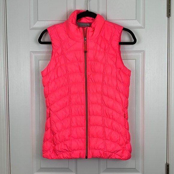 Athleta neon pink goose down zip up puffer vest sz sm - Picture 1 of 7